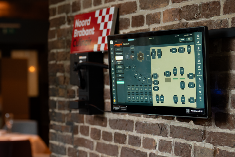 Kassascherm met tafelplattegrond in restaurant Hendrick